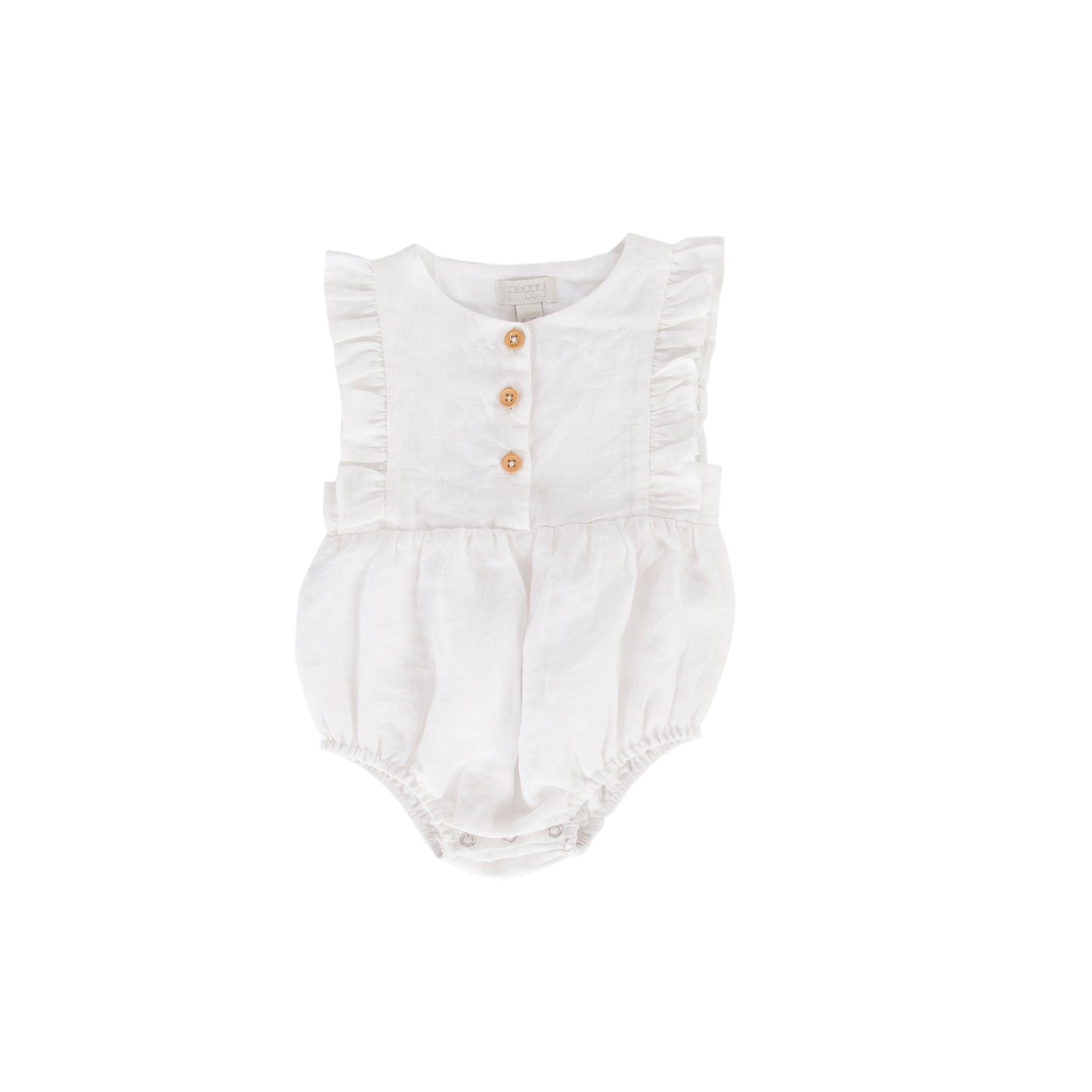 August Playsuit White Cotton/linen - Essential collection