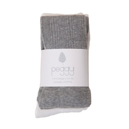 Johanna tights two pack - Grey Marle/White