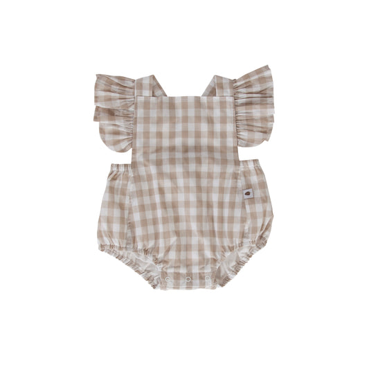 Ling Playsuit in Taupe Gingham